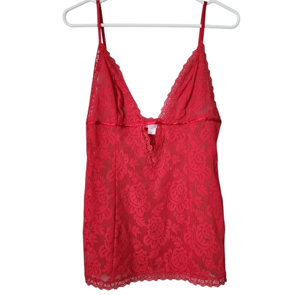 VICTORIA'S SECRET x VINTAGE Y2K red lace camisole lingerie‎ mini dress size M